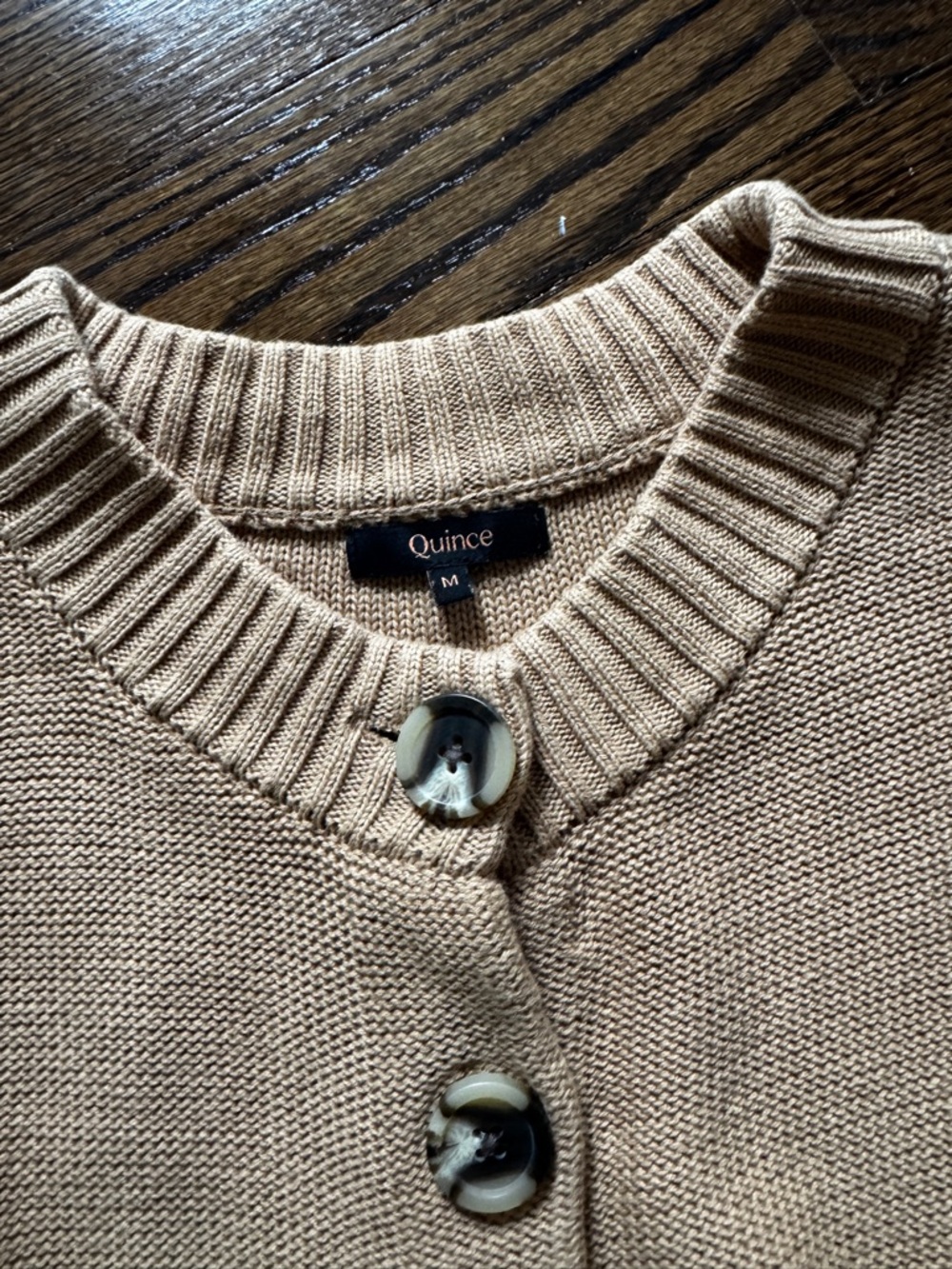Quince Button-Front Cardigan in Camel